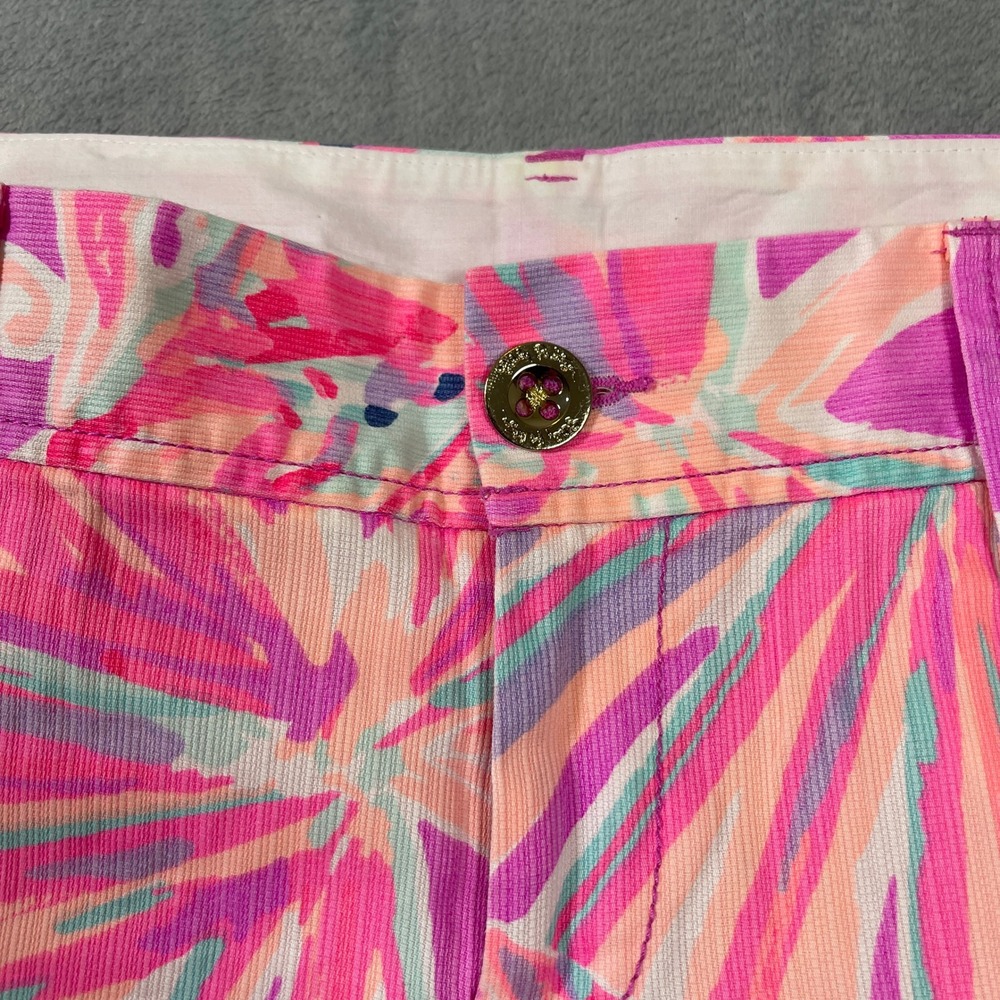 Lilly Pulitzer Shorts Size 8 Callahan Pink Tropical Fan Palm Print Cotton - Picture 3 of 9